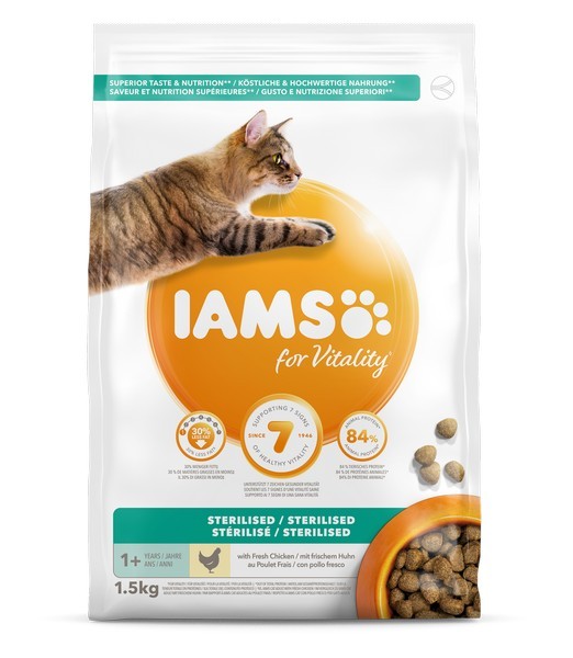 Iams cat adult sterilised/overweight chicken 1,5kg