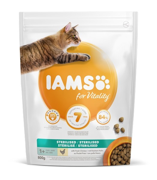 Iams cat adult sterilised/overweight chicken 800gr