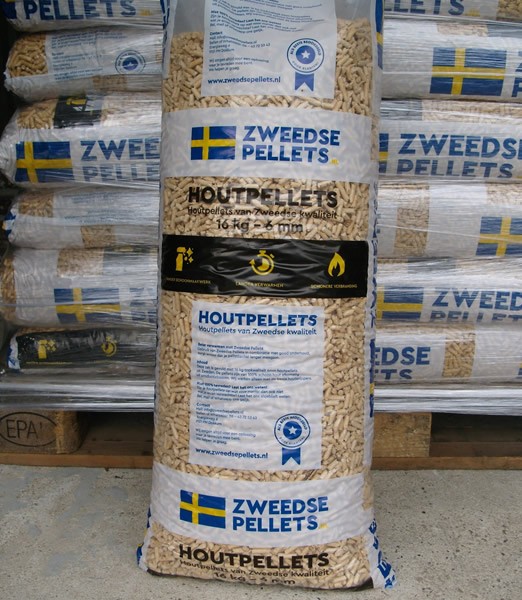 Aanbieding Zweedse houtpellets/houtkorrels losse zak (16kg)