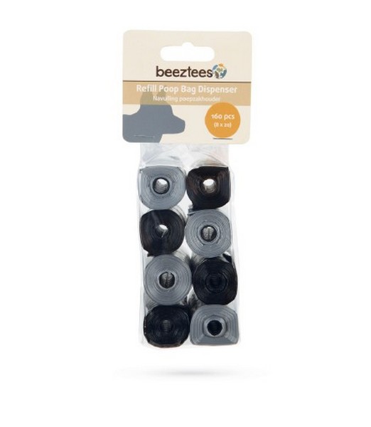 Beeztees Navulling Poepzakhouder - Hond - Zwart/Grijs - 8x20 ST