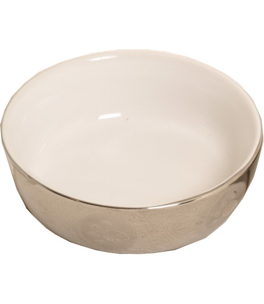 Drinkschotel kat royal zilver/wit 15cm