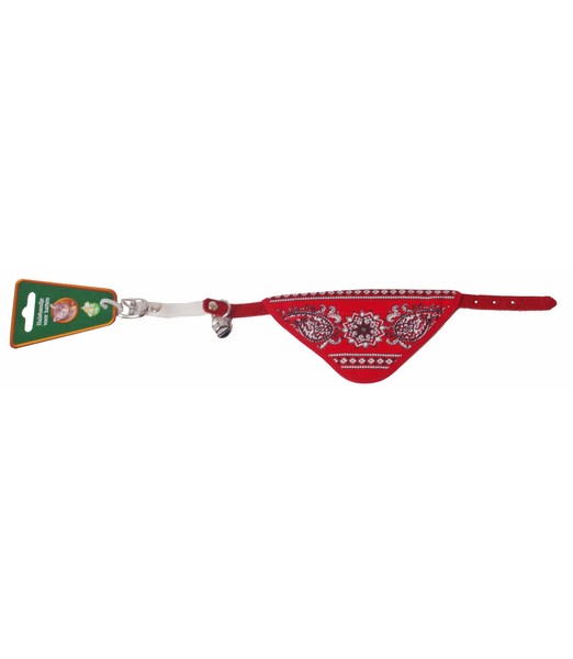 Kattenhalsband suede met zakdoek rood   
