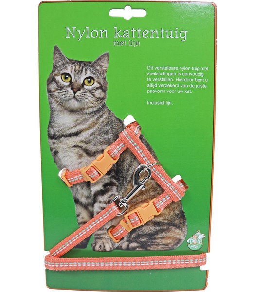 Kattentuig met lijn nylon coral+stiksel 