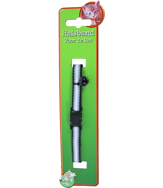 Kattenhalsband nylon zwart/wit streep   