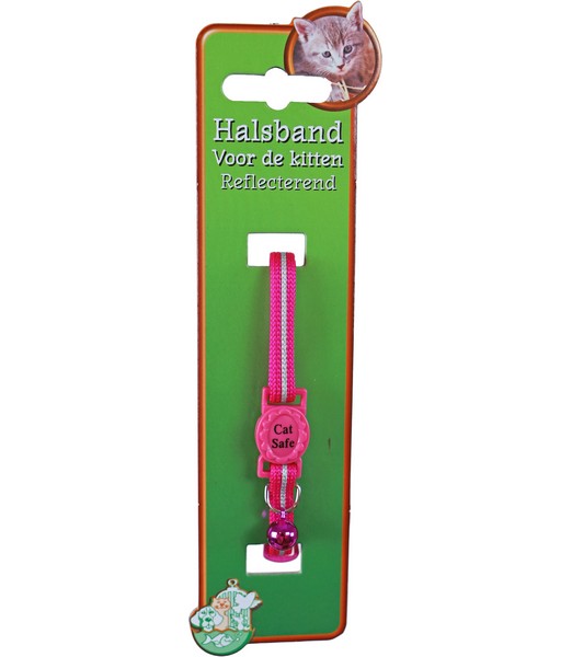 Kittenhalsband polyester neon roze ref  