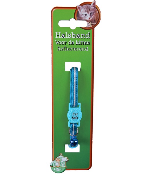 Kittenhalsband polyester neon blauw ref 