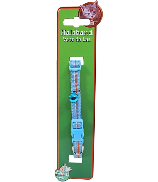 Kattenhalsband nylon blauw met stiksel  