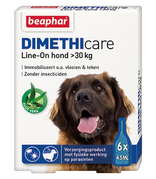 Dimethicare Line-on hond vanaf 30 kilo 6 pipetten