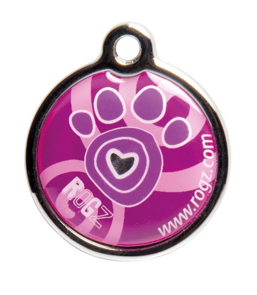 RogZ ID Tag Large Metal Large Pink Paw